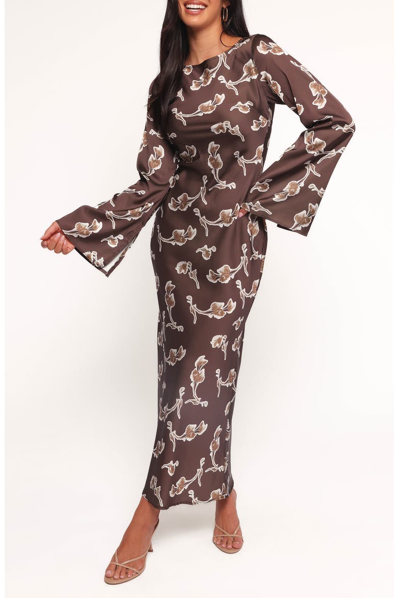Maia Print Long Sleeve Maxi Dress, Alternate, color, CHOCOLATE ORCHID
