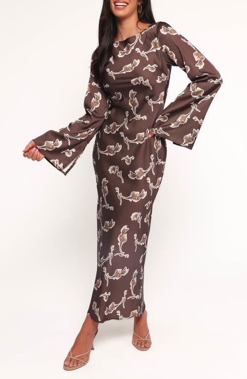 Petal And Pup Petal & Pup Maia Print Long Sleeve Maxi Dress In Burgundy
