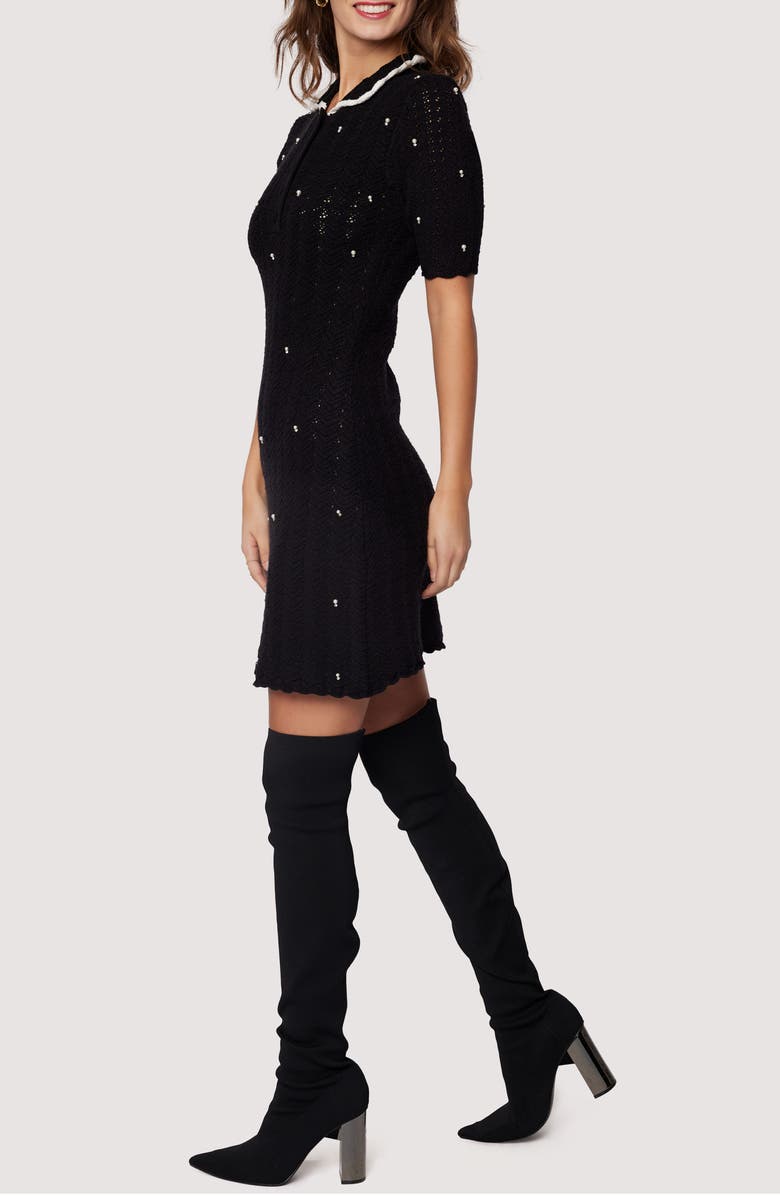 Lost + Wander Perla Imitation Pearl Minidress, Alternate, color, Black