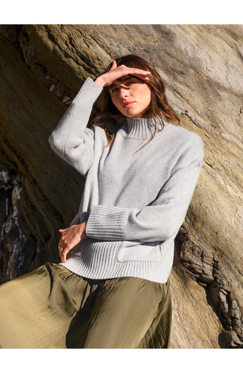 Celtic & Co. Flecked Patch Pocket Sweater, Alternate, color, Light Grey