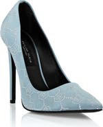 PHILIPP PLEIN Satin Decollete Hi-Heels Monogram Strass Women