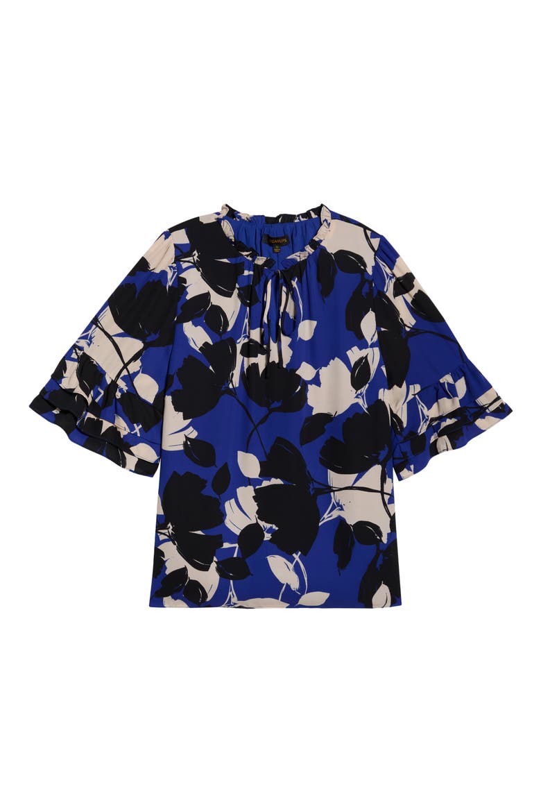 Anthem Print Ruffle Top, Alternate, color, BLUE-BLACK