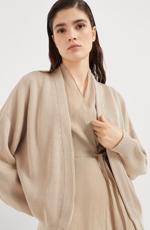 Brunello Cucinelli Cardigan With Multilayer In Biscuit