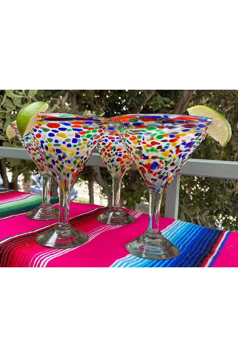 Confetti Rock Modern Margarita Glasses - Set of 4, Alternate, color, Confetti
