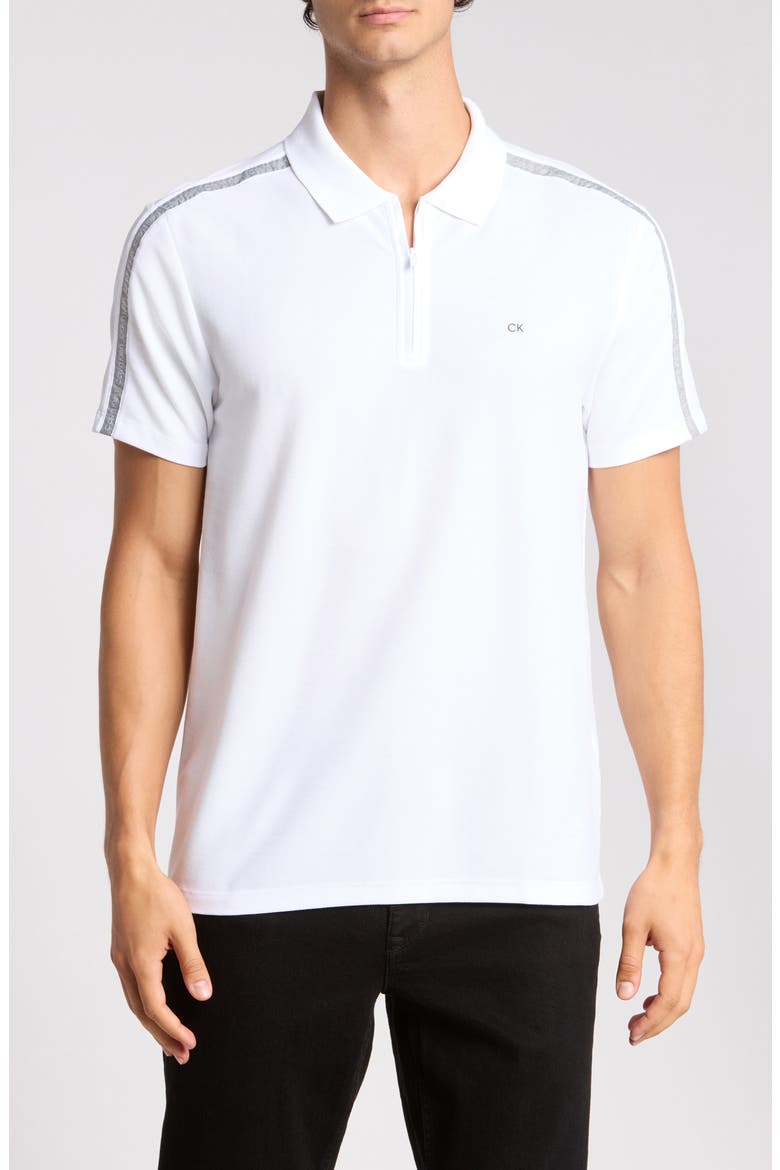 Logo Tape Zip Polo, Main, color, BRIGHT WHITE