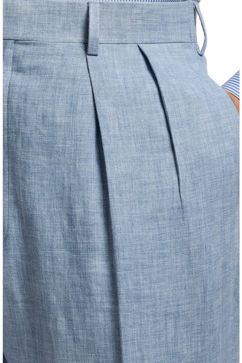 Pleated Délavé Linen Blend Trousers, Alternate, color, BLUE