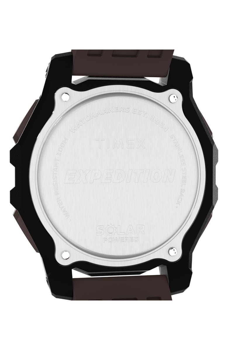 Timex<sup>®</sup> Expedition Ridge Solar Digital Silicone Strap Watch, 49mm, Alternate, color, Brown