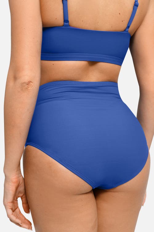 Popilush Shapewear Ruched Sculpting Bikini Bottom In Royal Blue