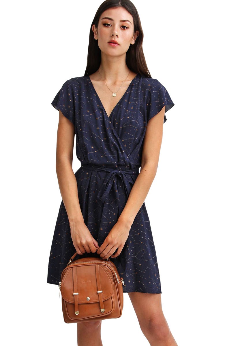Belle & Bloom I'm The Star Wrap Dress, Alternate, color, Navy