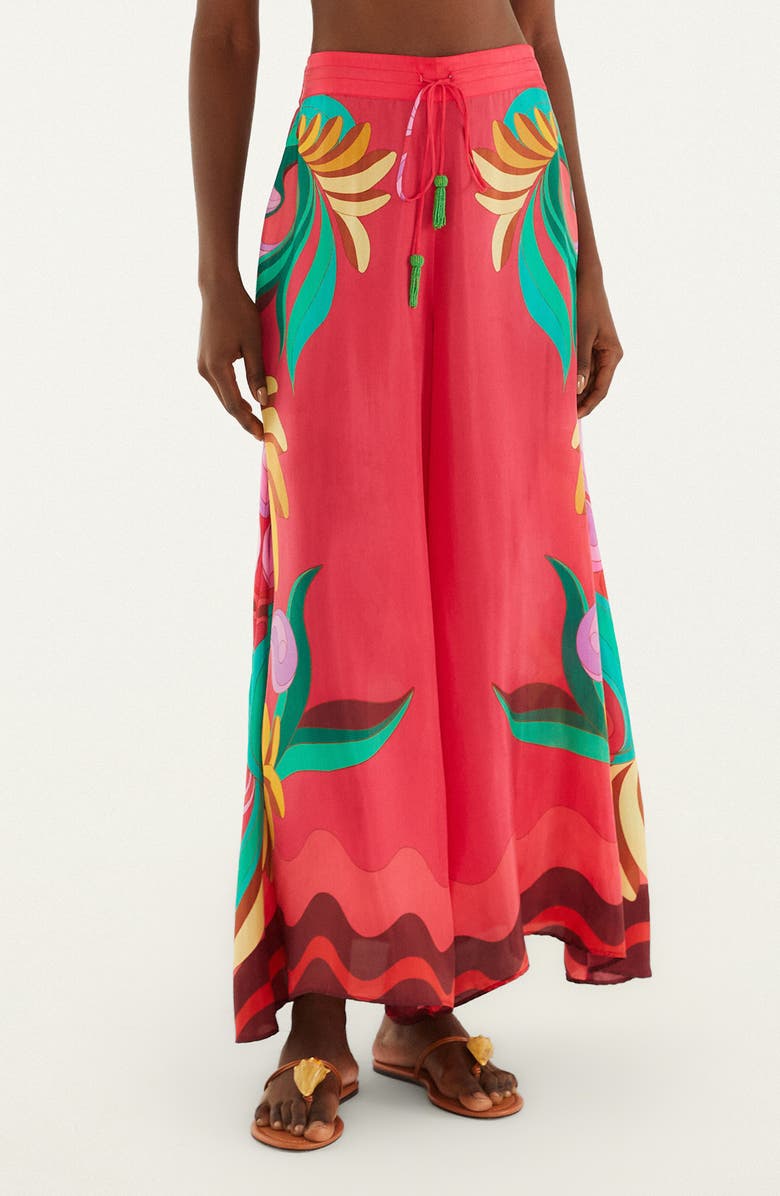 FARM Rio Placed Print Wide Leg Drawstring Pants, Main, color, Banana Queen