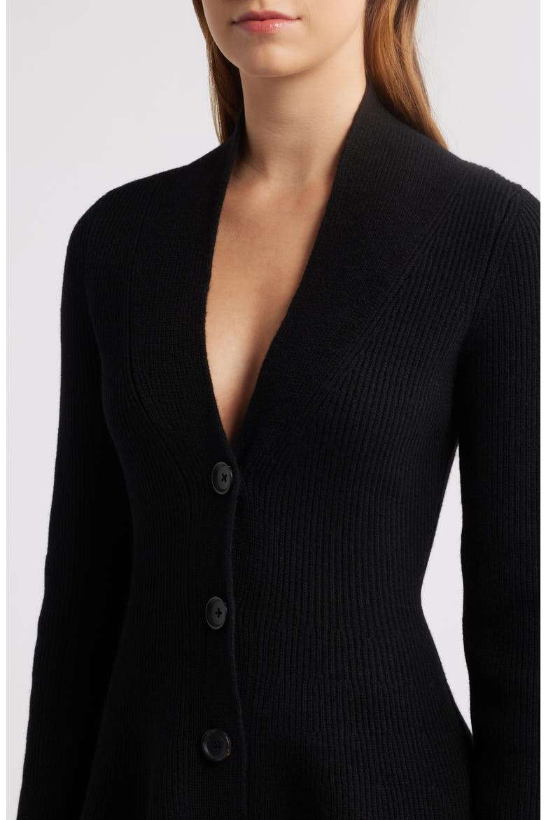 Aubrey Wool Blend Peplum Cardigan, Alternate, color, BLACK