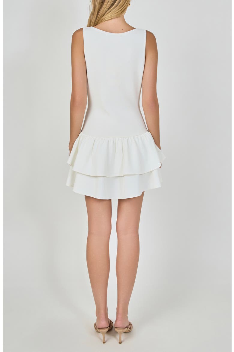 Mixed Media Tiered Ruffle Minidress, Alternate, color, IVORY