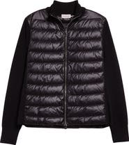 Moncler Quilted Nylon 
Wool Knit Cardigan