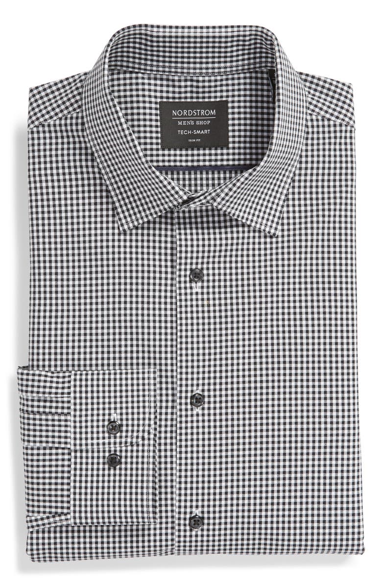 NORDSTROM MEN'S SHOP Tech-Smart Trim Fit Stretch Check Dress Shirt, Alternate, color, 