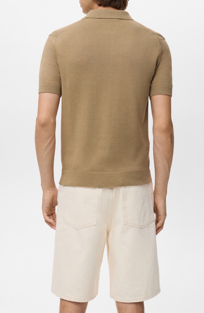 MANGO Openwork Zip Polo, Alternate, color, Beige