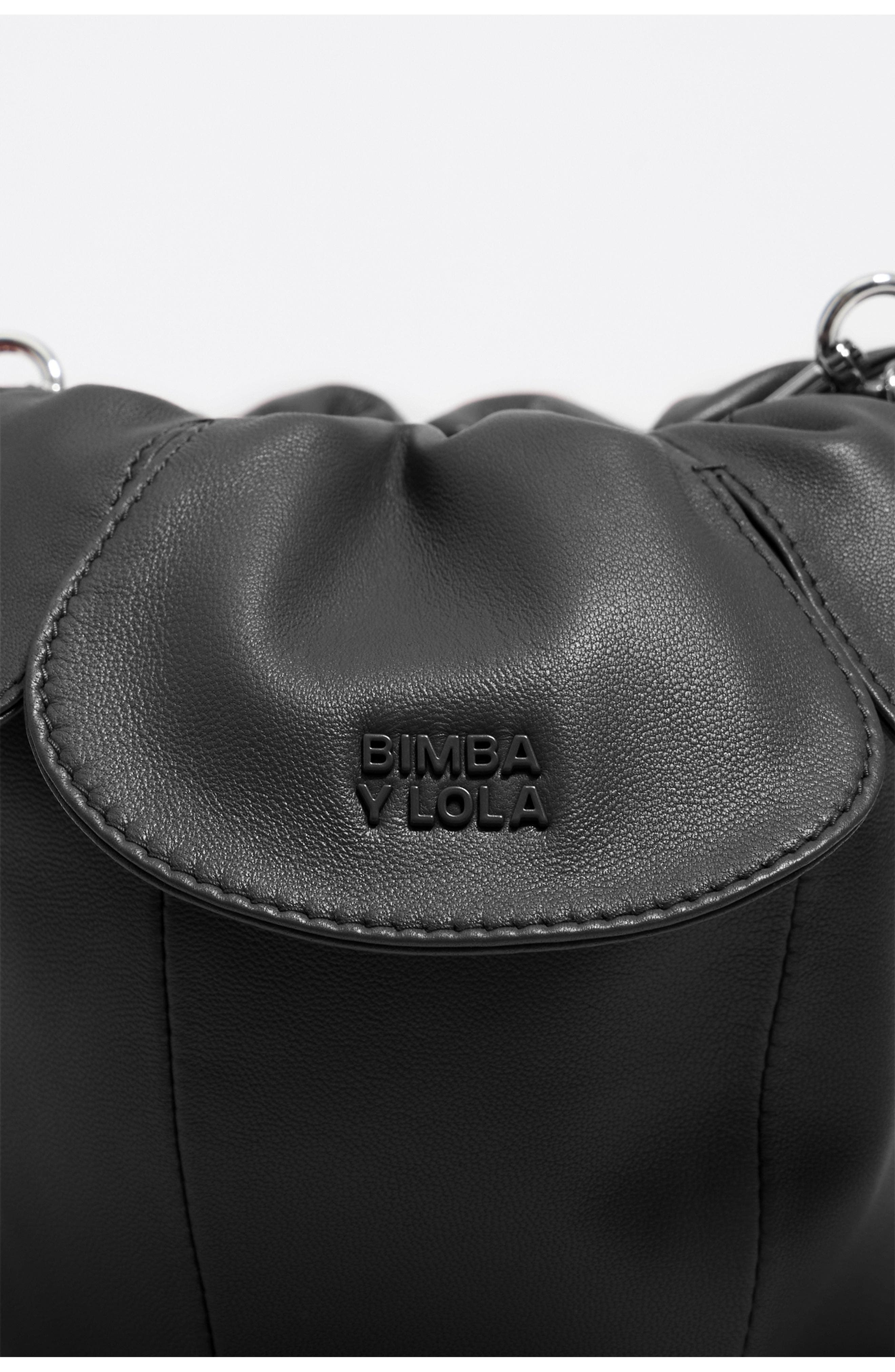 Bimba y Lola Leather Petalo Bag, Alternate, color, Black