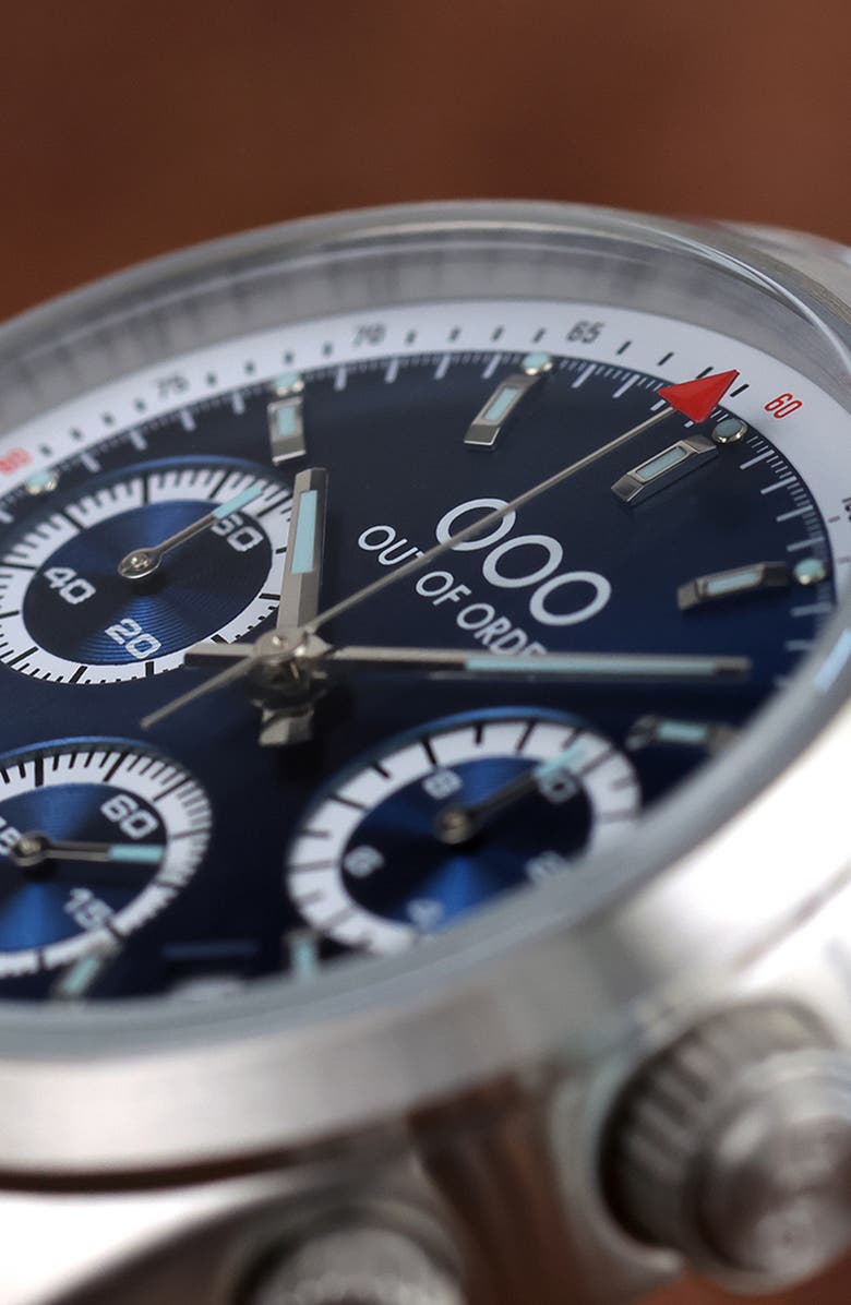 OUT OF ORDER Sporty Chronograph Bracelet Watch, 40mm, Alternate, color, Blue