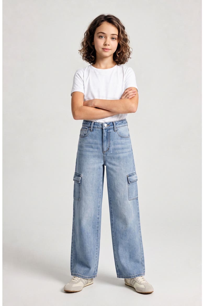 Kids' Mia Low Rise Wide Leg Jeans, Alternate, color, BLEACH WASH