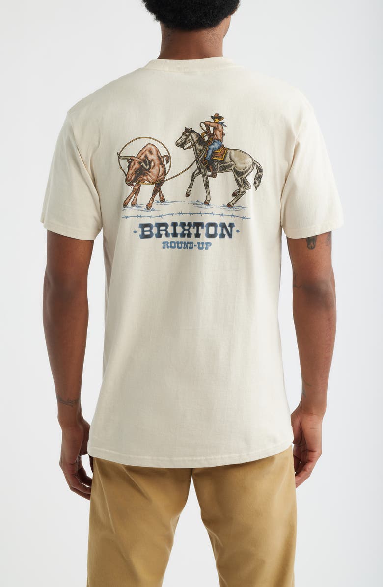 Brixton Hutchins Cotton Graphic T-Shirt, Alternate, color, Cream