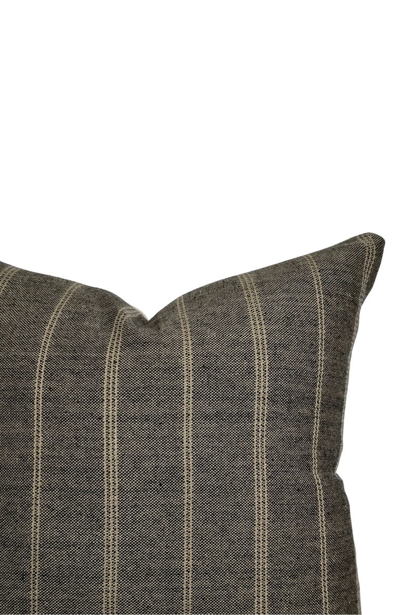 Linen & James Benson Woven Charcoal Tan Stripe Pillow Cover, Alternate, color, 