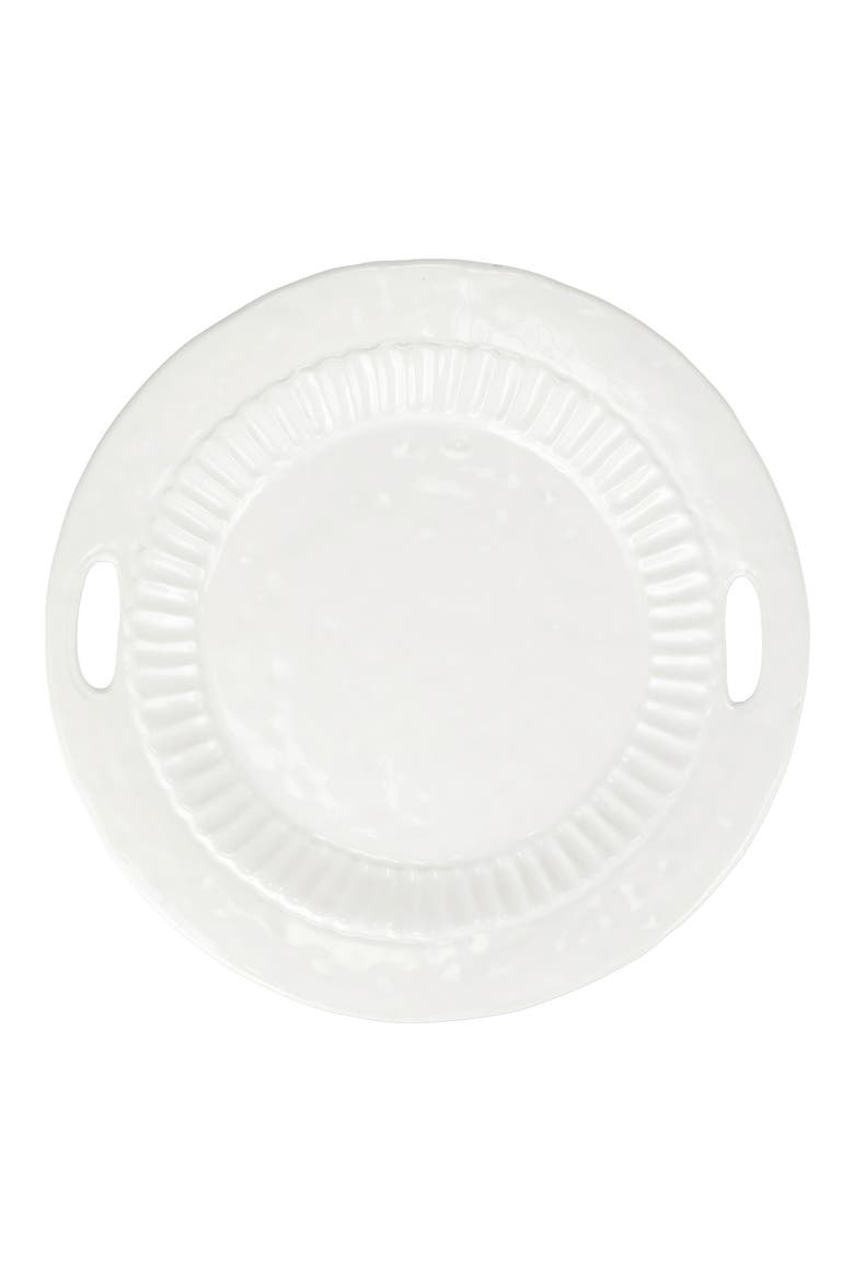 Pietra Handled Round Tray, Main, color, WHITE