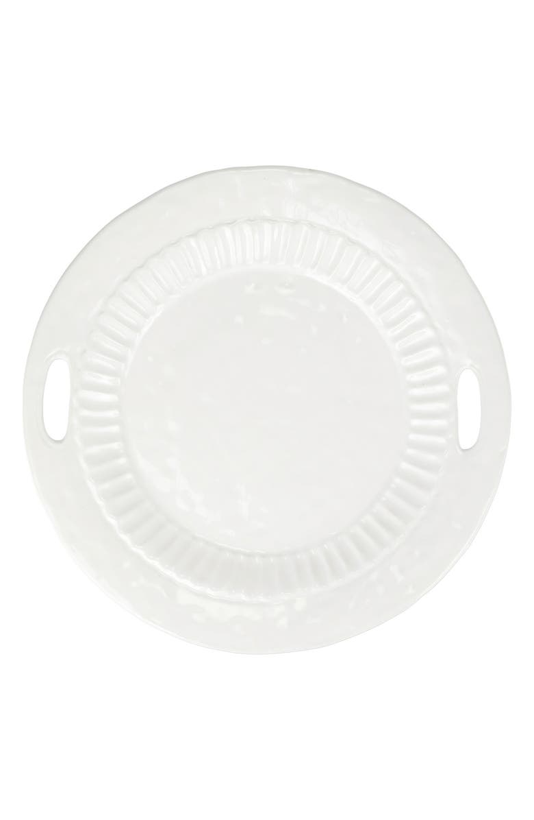 VIETRI Pietra Handled Round Tray, Main, color, White
