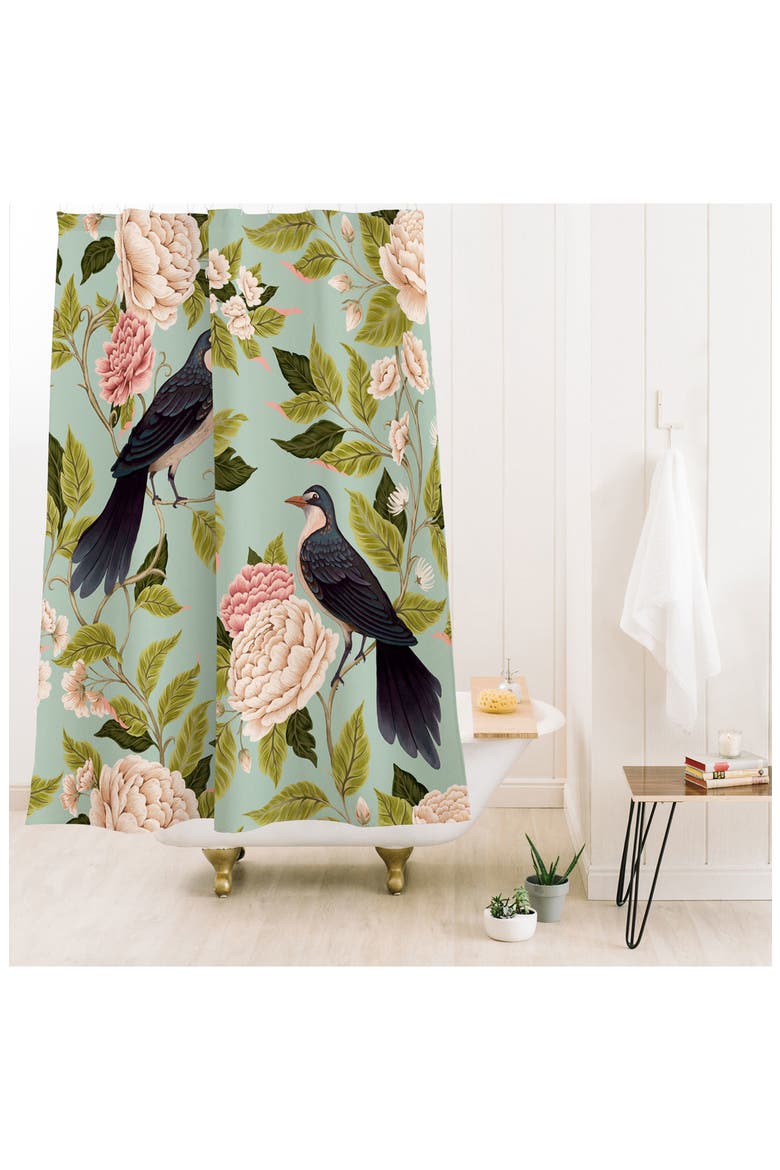 Natural Matter Bird Song Shower Curtain, Alternate, color, TURQUOISE
