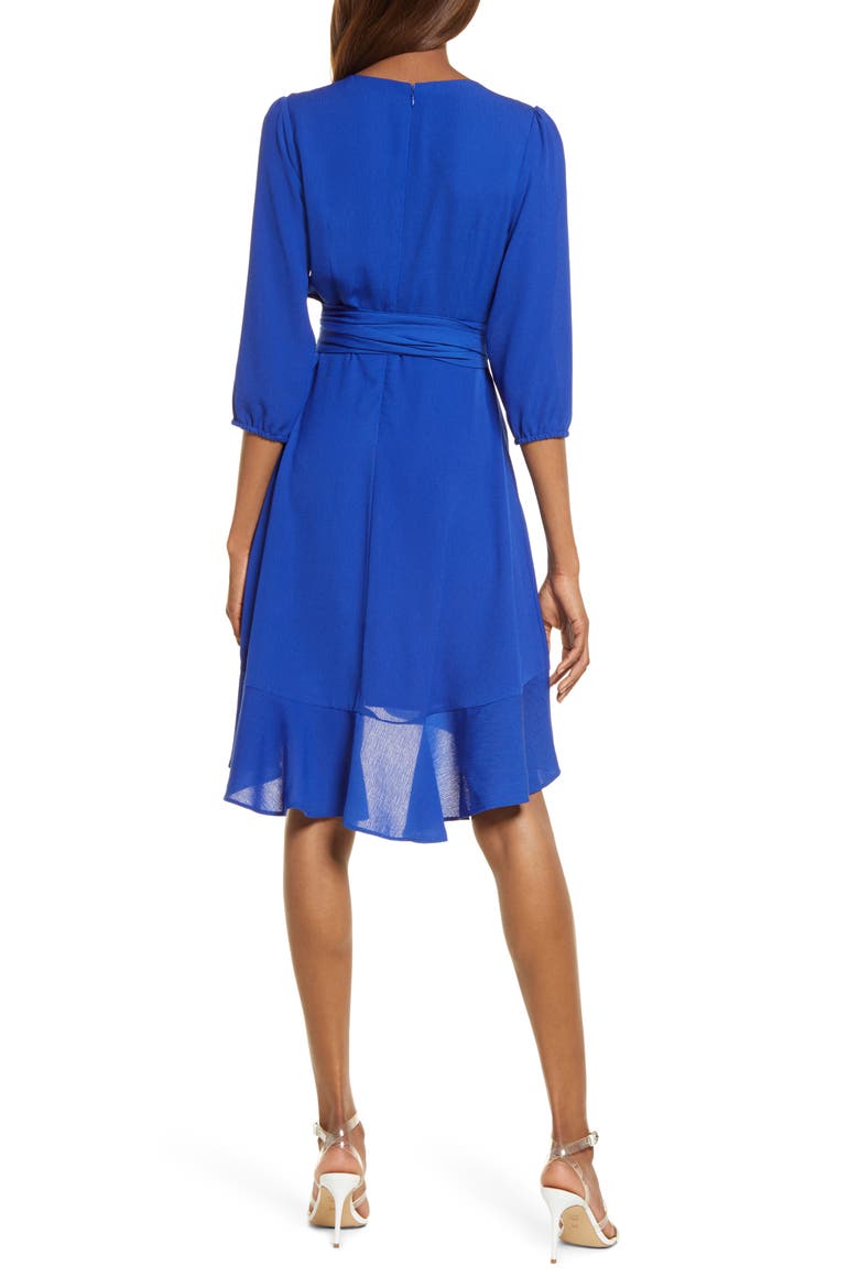 Twirl Faux Wrap Dress, Alternate, color, BLUE SURF