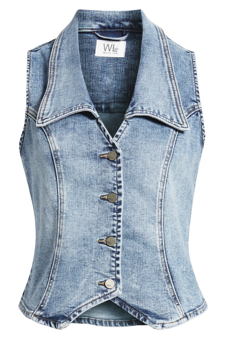 Willa Denim Waistcoat, Alternate, color, CLEAN BLUE