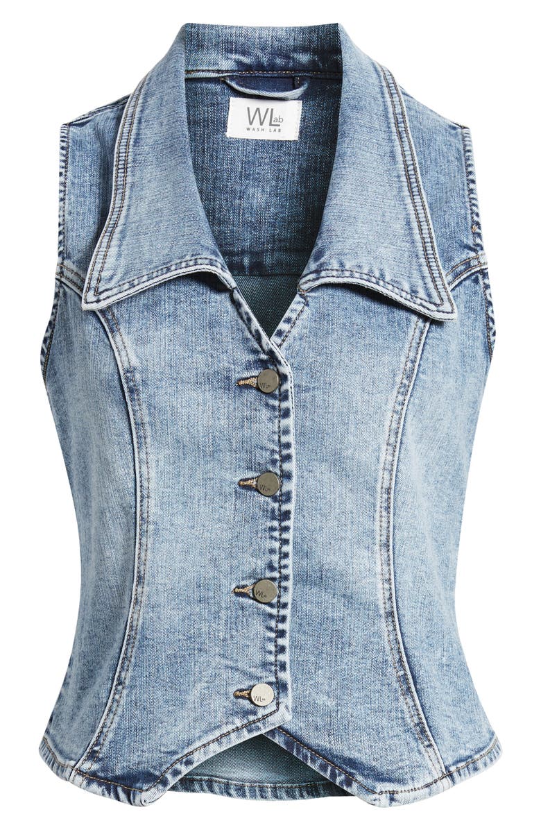 Wash Lab Denim Willa Denim Waistcoat, Alternate, color, Clean Blue