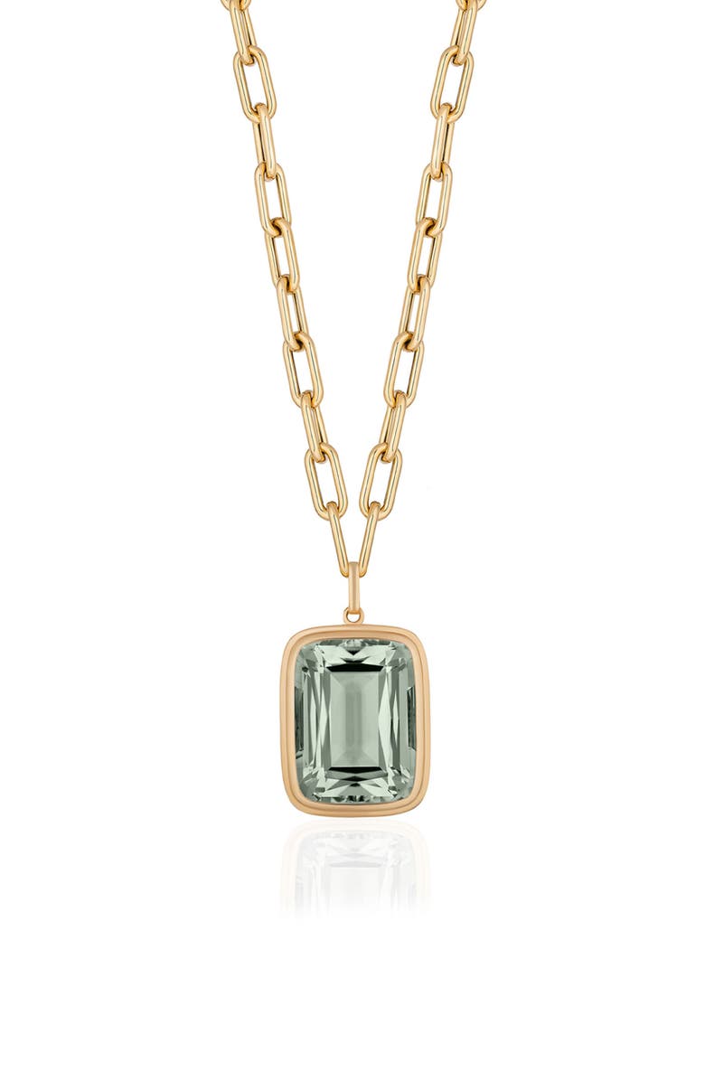 GOSHWARA Manhattan Cushion Pendant Necklace, Main, color, Translucent Green