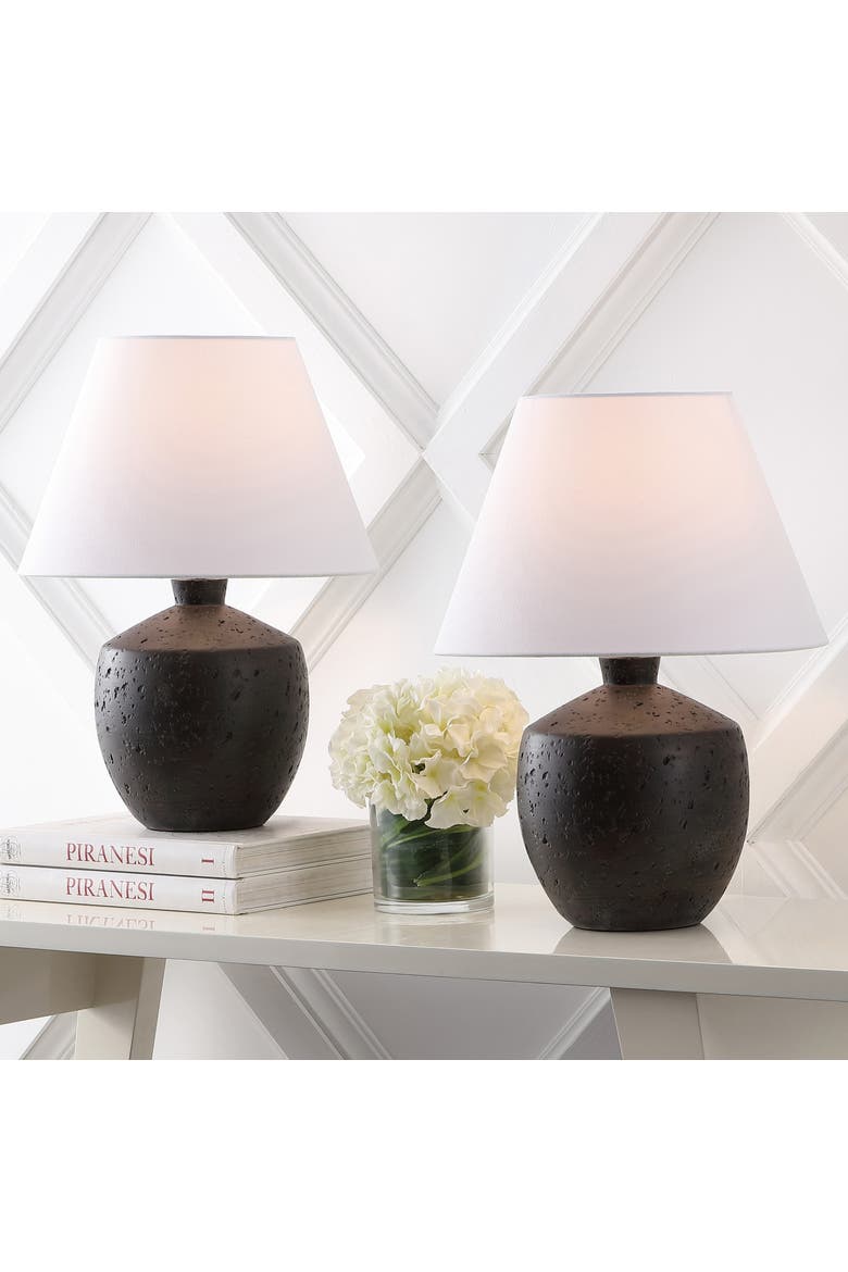 Myron 18" Minimalist Scandinavian Concrete Effect Resin/Iron LED Table Lamp, Alternate, color, Black