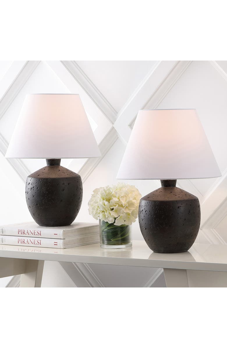 JONATHAN Y Myron 18" Minimalist Scandinavian Concrete Effect Resin/Iron LED Table Lamp, Alternate, color, Black