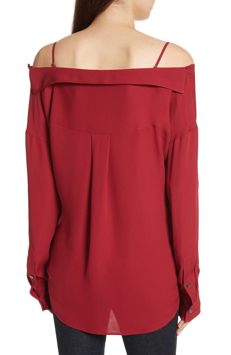 Theory Tamalee Silk Shirt, Alternate, color, Bright Raspberry