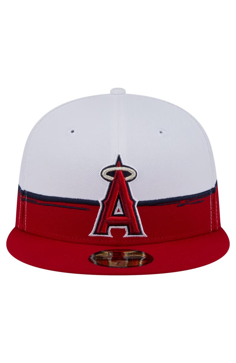 New Era Men's New Era Red/White Los Angeles Angels Paint Stroke 59FIFTY Fitted Hat, Alternate, color, Red