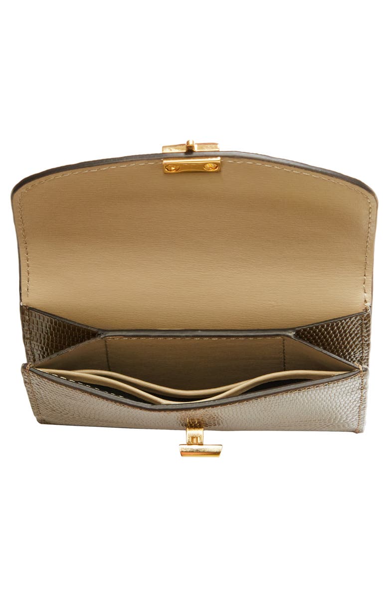 TOTEME T-Lock Lizard Embossed Leather Card Holder, Alternate, color, Dark Olive