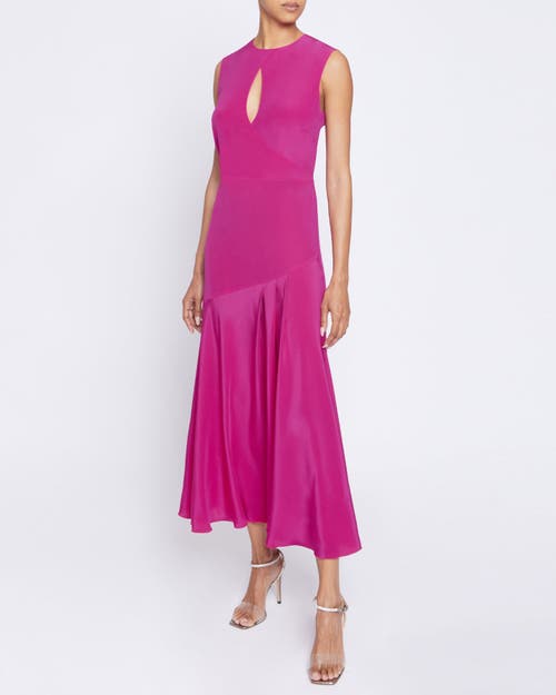 Santorelli Kay Sleeveless Silk Fit And Flare Keyhole Midi Dress In Magenta