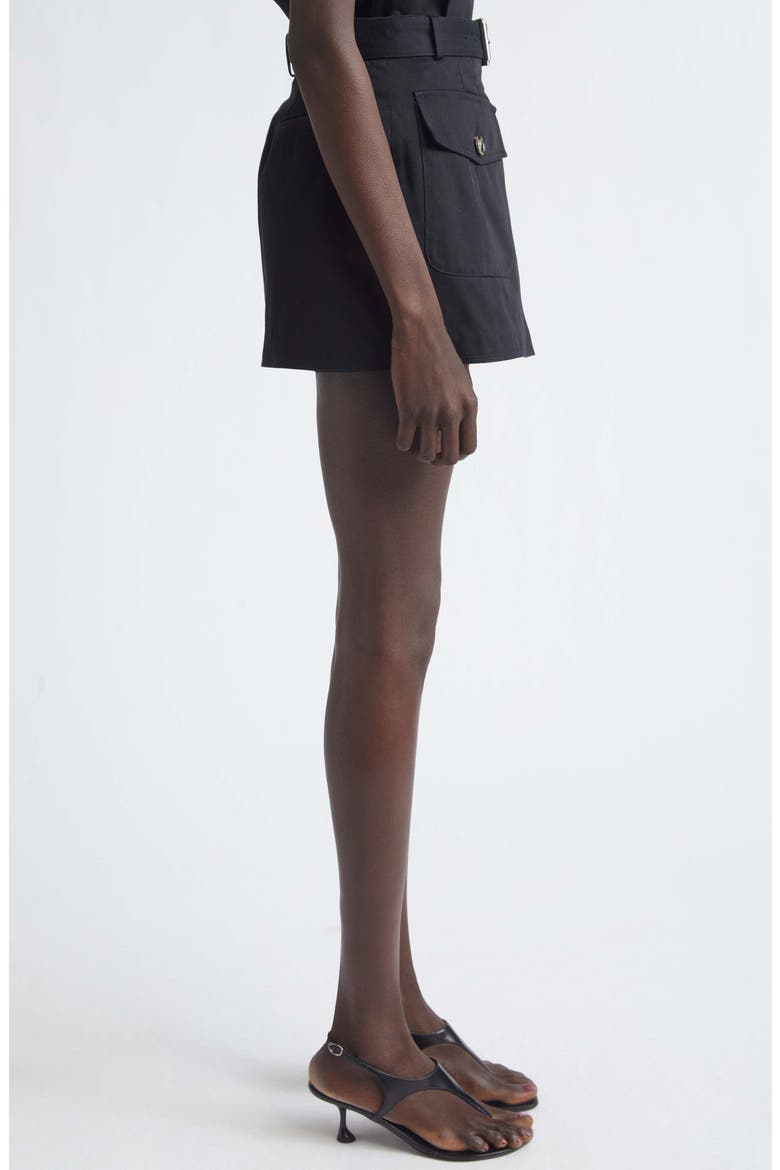 Bruni Cotton Drill Wrap Front Shorts, Alternate, color, BLACK