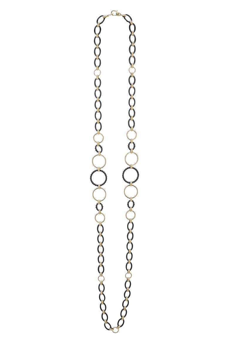 Meridian 18K Gold and Black Ceramic Link Long Necklace, Alternate, color, GOLD/ BLACK CERAMIC