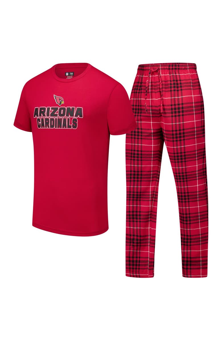 CONCEPTS SPORT Men's Concepts Sport Cardinal/Black Arizona Cardinals Vector T-Shirt & Flannel Pants Sleep Set, Alternate, color, Cardinal