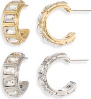NATASHA 2-Pack Faceted Stone Hoop Earrings