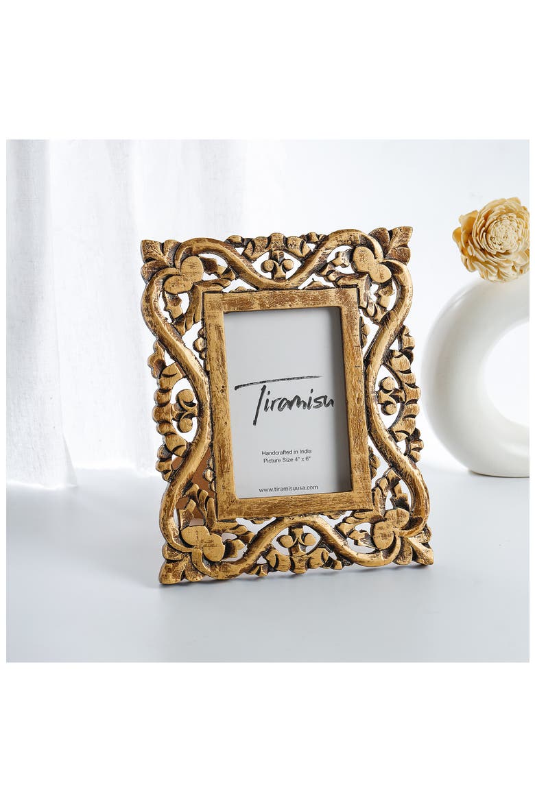 Luxe Wood Carved Picture Frame, Alternate, color, GOLD/ ANTIQUE