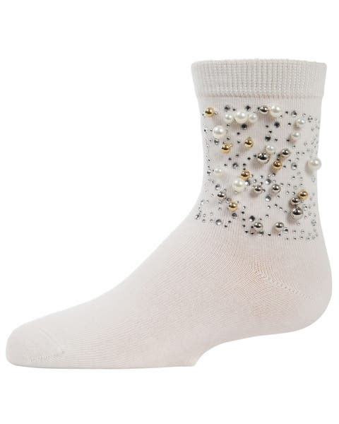 Starry Night Jeweled Combed Crew Socks