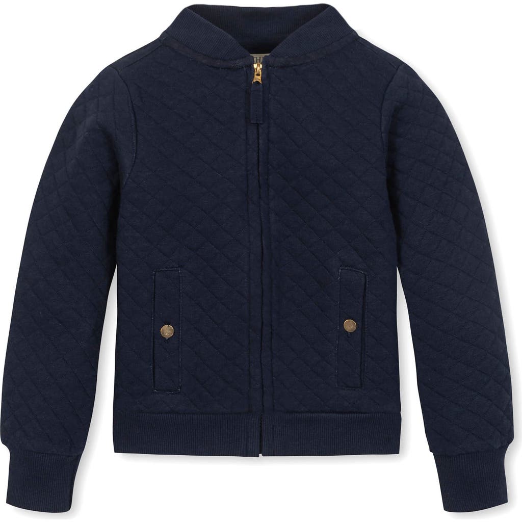 Hope & Henry Kids' Quilted Zip-up Bomber Jacket In Black