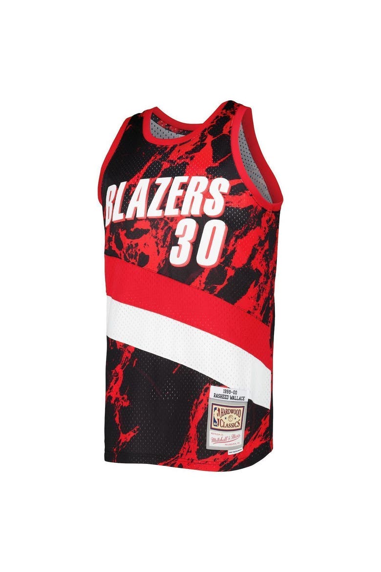 Men's Mitchell & Ness Rasheed Wallace Black Portland Trail Blazers 1999/00 Hardwood Classics Marble Swingman Jersey, Alternate, color, Black