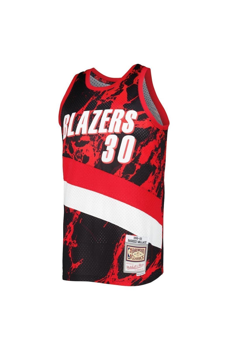 Mitchell & Ness Men's Mitchell & Ness Rasheed Wallace Black Portland Trail Blazers 1999/00 Hardwood Classics Marble Swingman Jersey, Alternate, color,