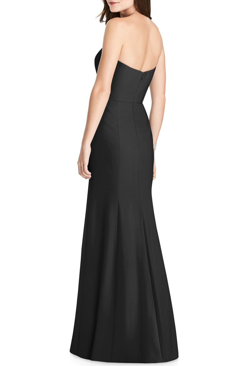 Strapless Crepe Trumpet Gown, Alternate, color, BLACK