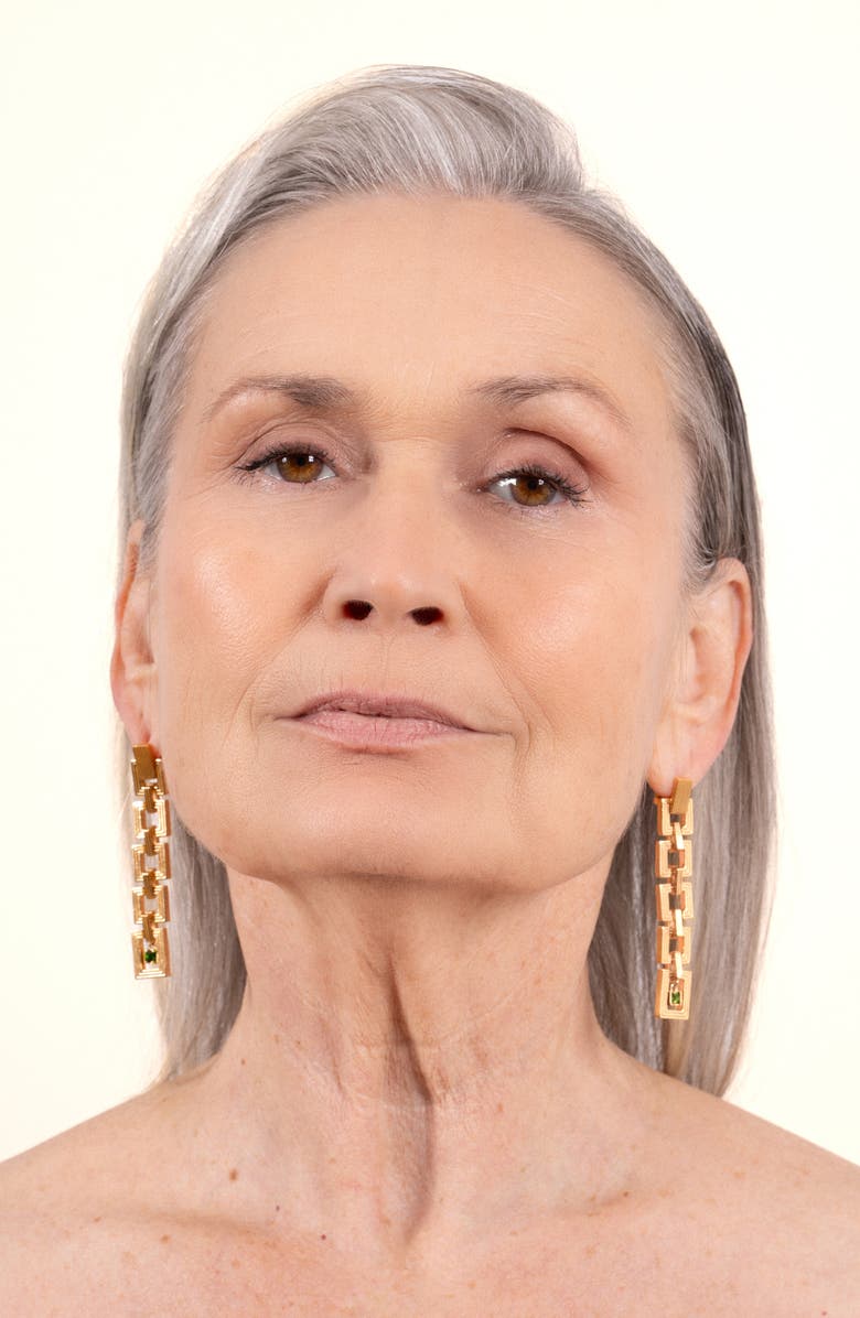 IVI Los Angeles Aurelia Drop Earrings, Alternate, color, Gold/ Green Chrome Diopside