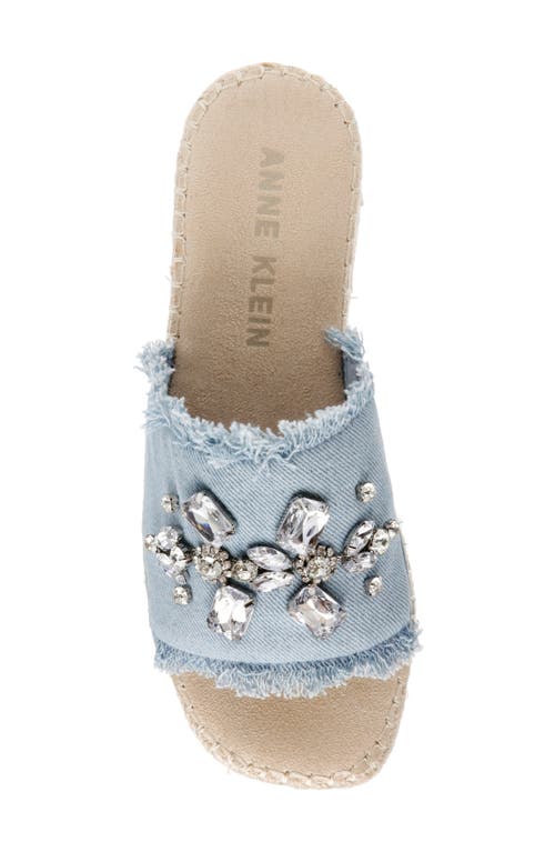 Anne Klein Crystal Espadrille Slide Sandal In Denim