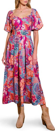 FLYING TOMATO Floral Print Midi Dress | Nordstromrack